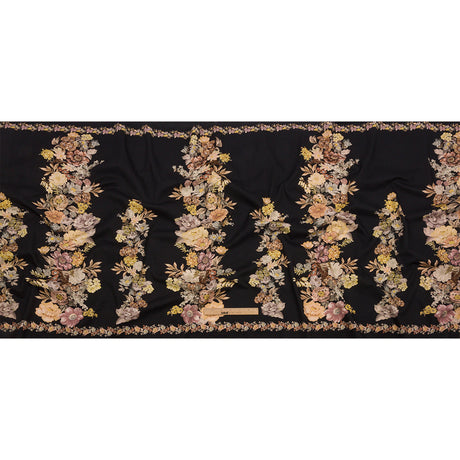 Brushed Stretch Cotton Twill Panel - Midnight, Pink and Peach Floral Columns - Mood Exclusive Parthenon Petals