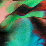 Gauzy Wrinkled Rayon Woven Print - Pink and Green Abstract - Mood Exclusive Butterfly Blur