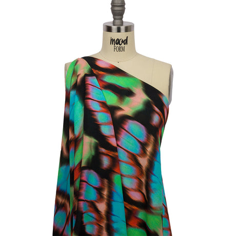 Gauzy Wrinkled Rayon Woven Print - Pink and Green Abstract - Mood Exclusive Butterfly Blur