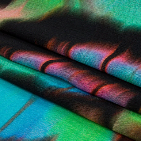 Gauzy Wrinkled Rayon Woven Print - Pink and Green Abstract - Mood Exclusive Butterfly Blur