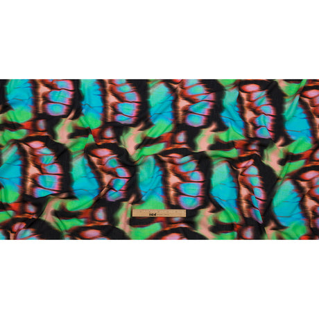 Gauzy Wrinkled Rayon Woven Print - Pink and Green Abstract - Mood Exclusive Butterfly Blur