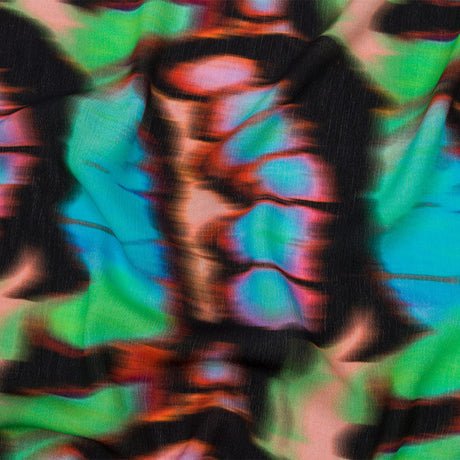Gauzy Wrinkled Rayon Woven Print - Pink and Green Abstract - Mood Exclusive Butterfly Blur
