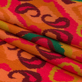 Gauzy Wrinkled Rayon Woven Print - Orange and Red Abstract Ikat - Mood Exclusive Mangrove Groove