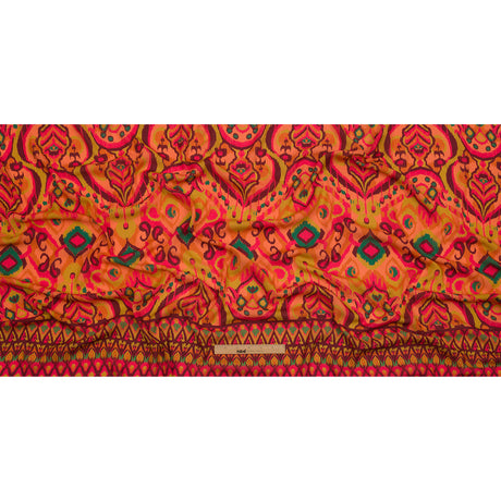 Gauzy Wrinkled Rayon Woven Print - Orange and Red Abstract Ikat - Mood Exclusive Mangrove Groove