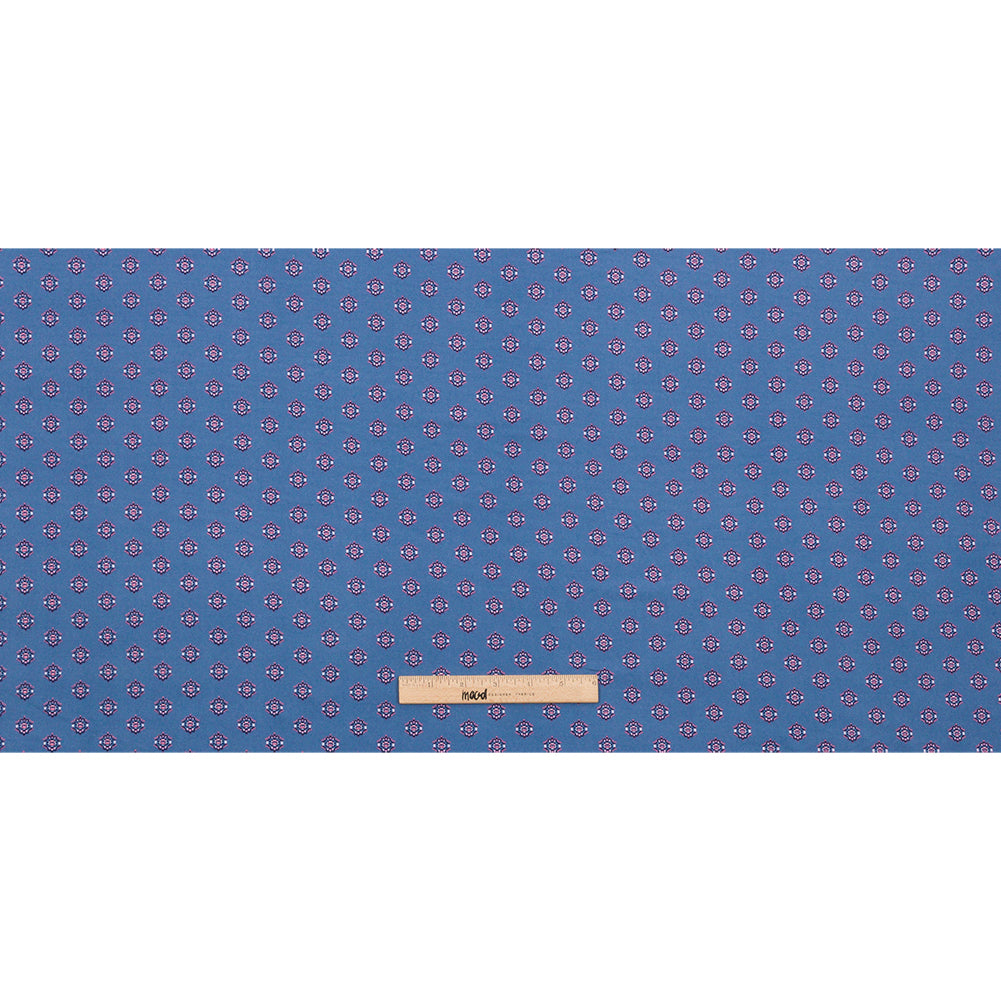 Blue and Pink LIttle Medallions Stretch Polyester ITY Knit