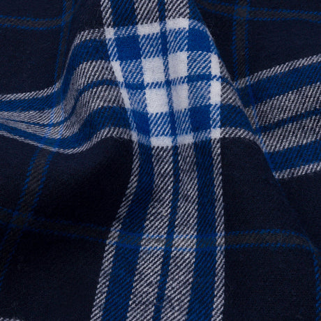 Navy, Cobalt, and White Plaid Cotton Flannel