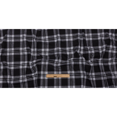 Black and White Plaid Cotton Flannel