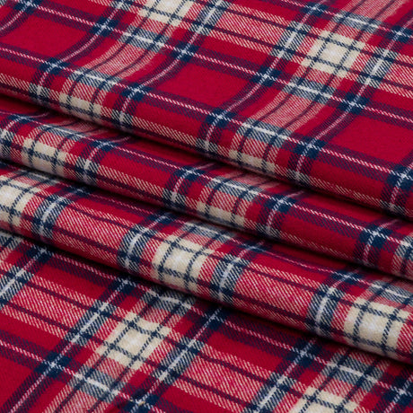 Red, White and Blue Plaid Cotton Flannel