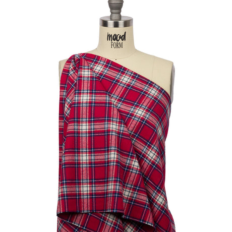 Red, White and Blue Plaid Cotton Flannel