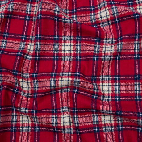 Red, White and Blue Plaid Cotton Flannel
