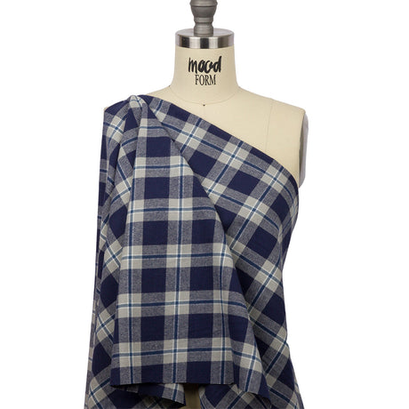 Blue and Gray Plaid Cotton Flannel
