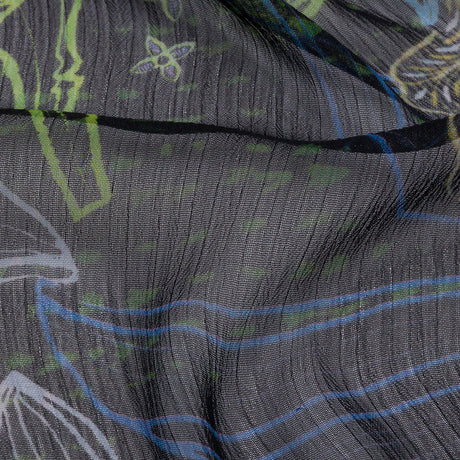 Mood Exclusive Blue Tunnel of Wonder Crinkled Polyester Chiffon