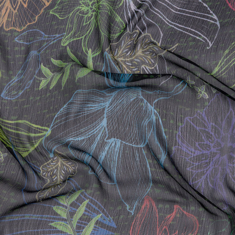 Mood Exclusive Blue Tunnel of Wonder Crinkled Polyester Chiffon