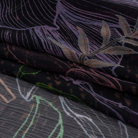 Mood Exclusive Purple Tunnel of Wonder Crinkled Polyester Chiffon