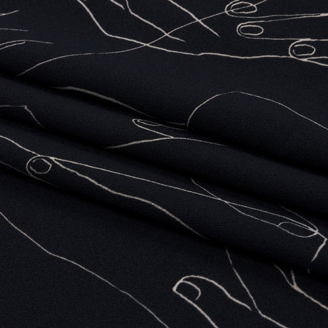 Polyester Crepe Print - Midnight Hands - Mood Exclusive Touch of Elegance