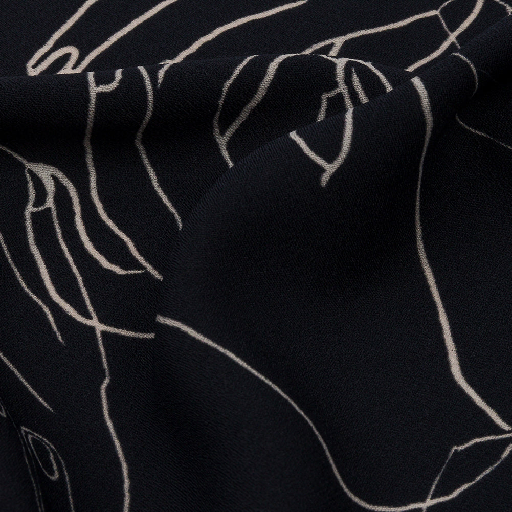 Polyester Crepe Print - Midnight Hands - Mood Exclusive Touch of Elegance