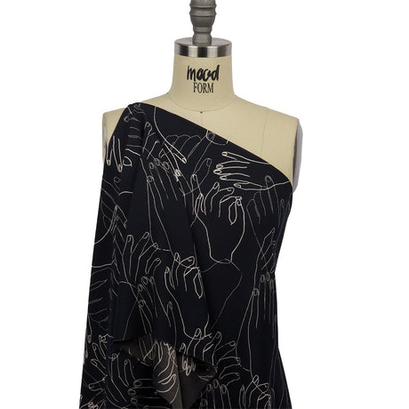 Polyester Crepe Print - Midnight Hands - Mood Exclusive Touch of Elegance