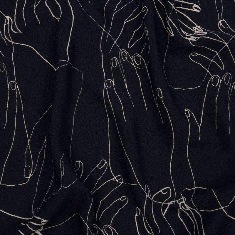 Polyester Crepe Print - Midnight Hands - Mood Exclusive Touch of Elegance
