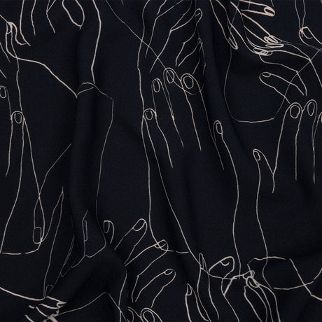 Polyester Crepe Print - Midnight Hands - Mood Exclusive Touch of Elegance