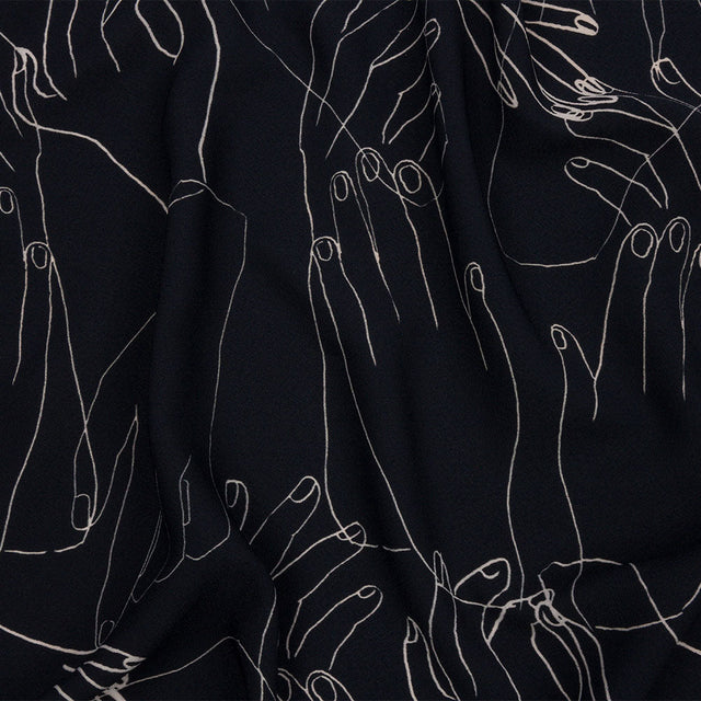 Polyester Crepe Print - Midnight Hands - Mood Exclusive Touch of Elegance