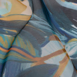 Sheer Polyester Woven Print - Dark Blue and Yellow Painterly Leaves - Mood Exclusive Eye of the Beholder