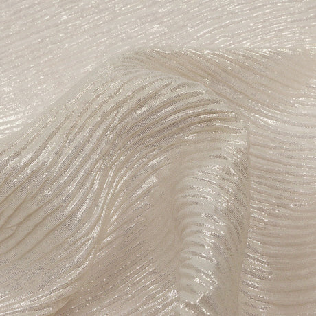Polyester Chiffon Plisse with All-Over Foil - Greige and Gold - Honey Collection
