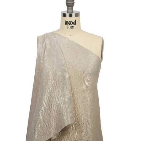 Polyester Chiffon Plisse with All-Over Foil - Greige and Gold - Honey Collection
