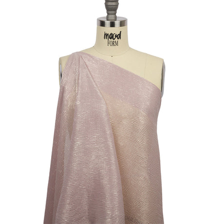 Polyester Chiffon Plisse with All-Over Foil - Pink and Gold - Honey Collection