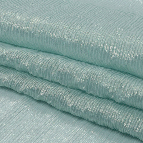 Polyester Chiffon Plisse with All-Over Foil - Baby Blue and Gold - Honey Collection