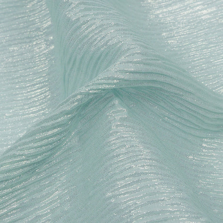 Polyester Chiffon Plisse with All-Over Foil - Baby Blue and Gold - Honey Collection