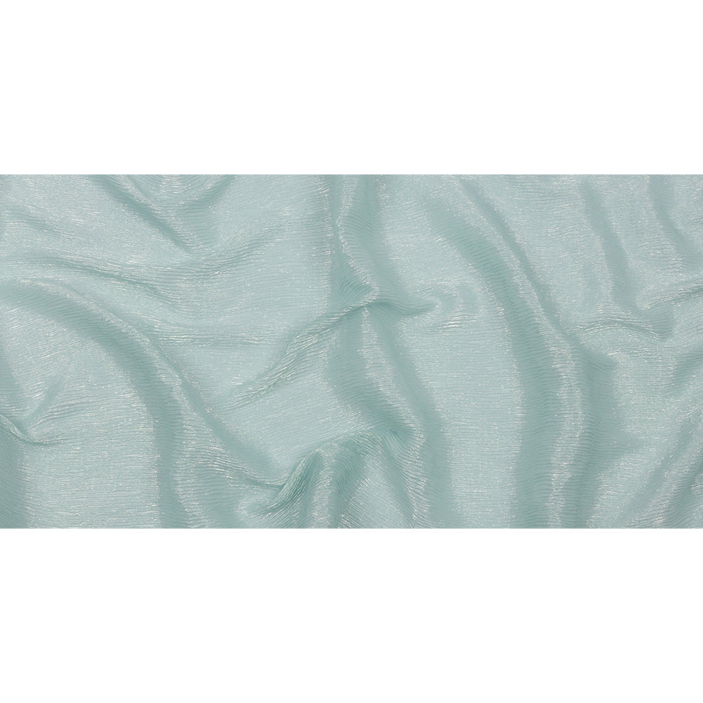 Polyester Chiffon Plisse with All-Over Foil - Baby Blue and Gold - Honey Collection
