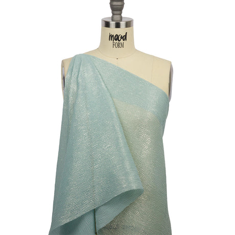 Polyester Chiffon Plisse with All-Over Foil - Baby Blue and Gold - Honey Collection