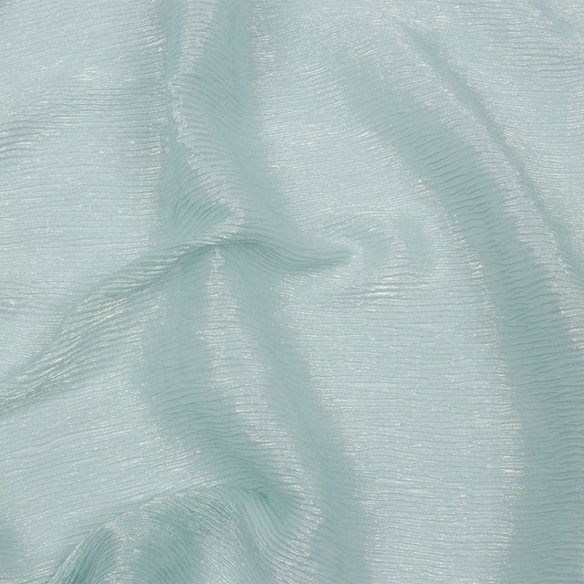 Polyester Chiffon Plisse with All-Over Foil - Baby Blue and Gold - Honey Collection