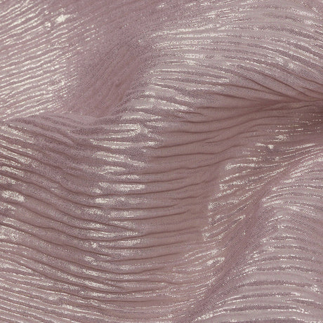 Polyester Chiffon Plisse with All-Over Foil - Mauve and Gold - Honey Collection