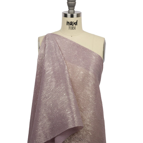Polyester Chiffon Plisse with All-Over Foil - Mauve and Gold - Honey Collection