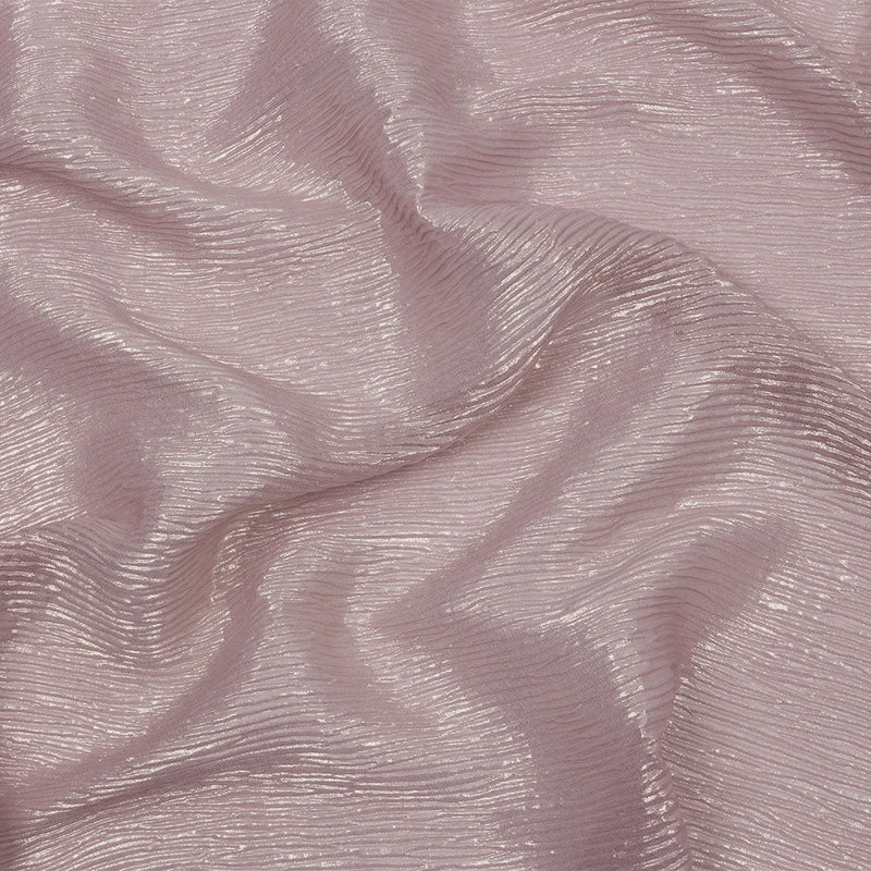 Polyester Chiffon Plisse with All-Over Foil - Mauve and Gold - Honey Collection