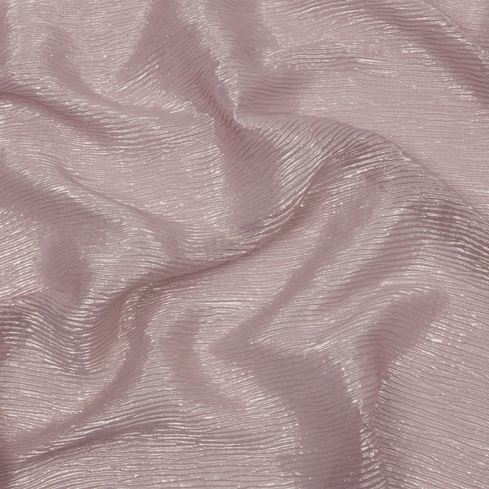 Polyester Chiffon Plisse with All-Over Foil - Mauve and Gold - Honey Collection