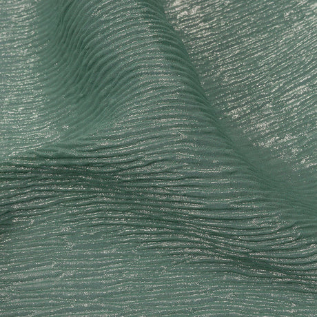 Polyester Chiffon Plisse with All-Over Foil - Green and Gold - Honey Collection