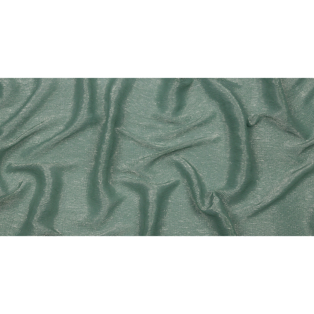 Polyester Chiffon Plisse with All-Over Foil - Green and Gold - Honey Collection