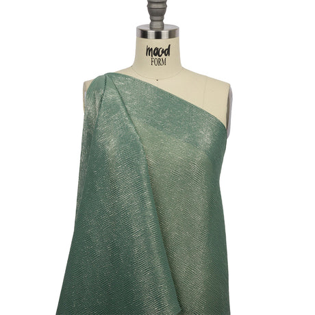 Polyester Chiffon Plisse with All-Over Foil - Green and Gold - Honey Collection
