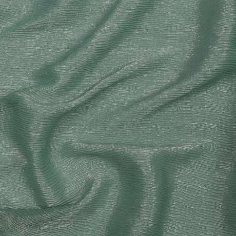 Polyester Chiffon Plisse with All-Over Foil - Green and Gold - Honey Collection