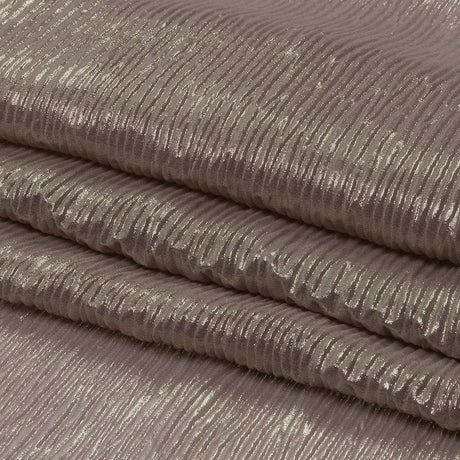 Polyester Chiffon Plisse with All-Over Foil - Taupe and Gold - Honey Collection