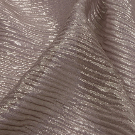 Polyester Chiffon Plisse with All-Over Foil - Taupe and Gold - Honey Collection
