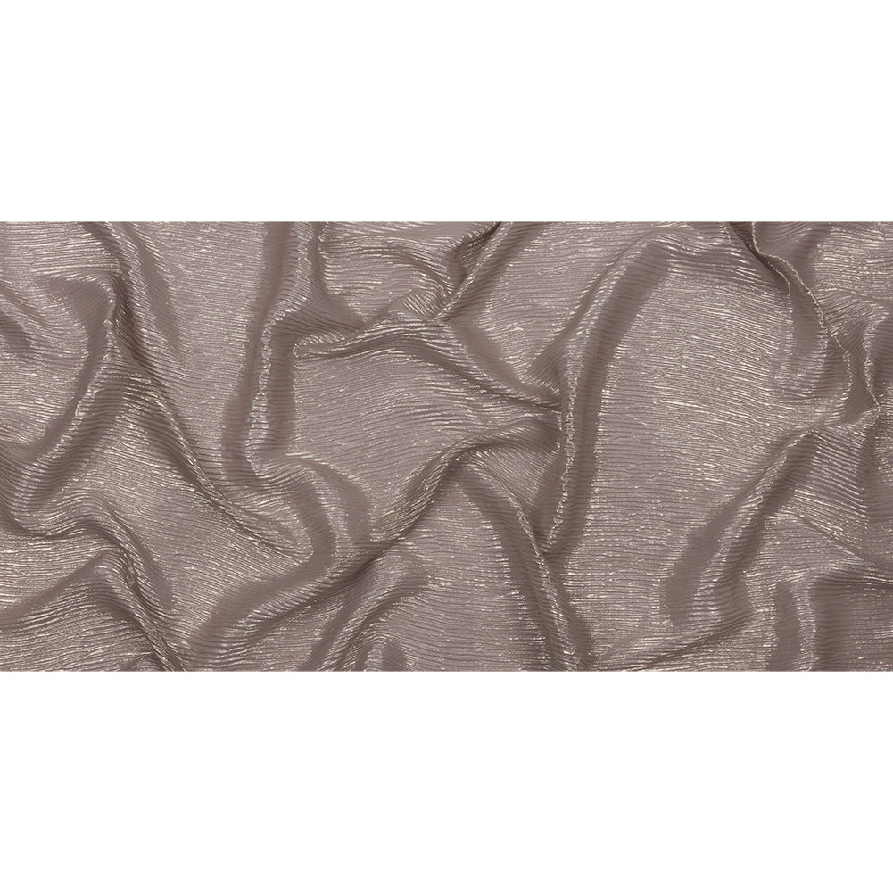 Polyester Chiffon Plisse with All-Over Foil - Taupe and Gold - Honey Collection