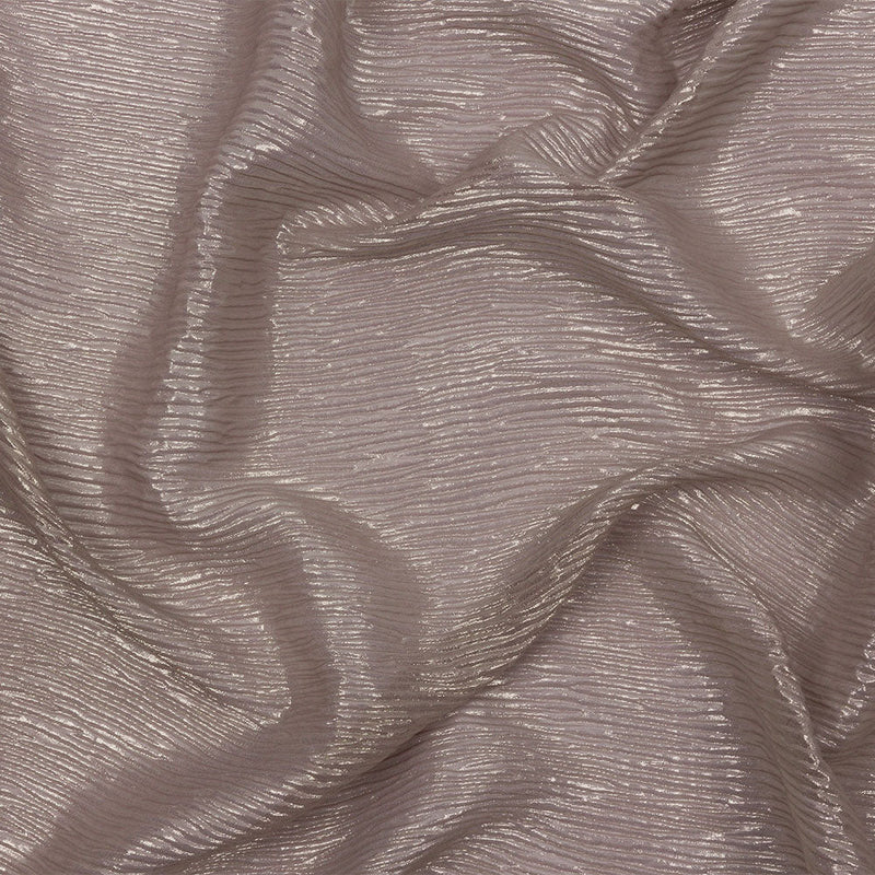 Polyester Chiffon Plisse with All-Over Foil - Taupe and Gold - Honey Collection