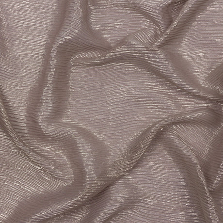 Polyester Chiffon Plisse with All-Over Foil - Taupe and Gold - Honey Collection