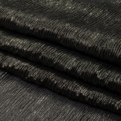 Polyester Chiffon Plisse with All-Over Foil - Black and Gold - Honey Collection