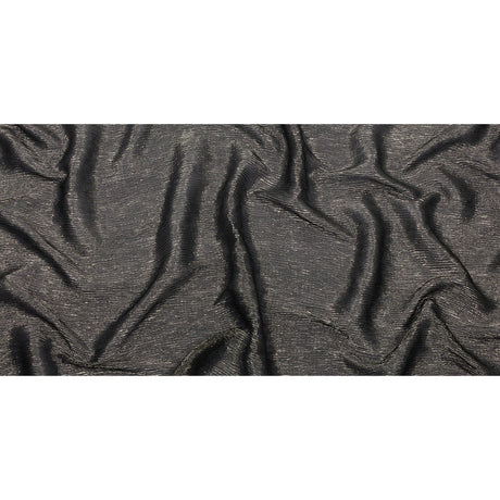 Polyester Chiffon Plisse with All-Over Foil - Black and Gold - Honey Collection