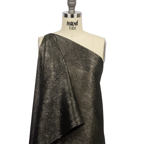 Polyester Chiffon Plisse with All-Over Foil - Black and Gold - Honey Collection