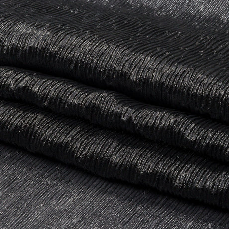 Polyester Chiffon Plisse with All-Over Foil - Black and Silver - Honey Collection